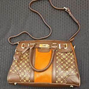 Jose Hess Brown and Orange Crossbody Bag